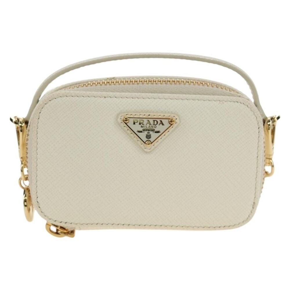 Prada Leather Chain Mini Shoulder Bag White